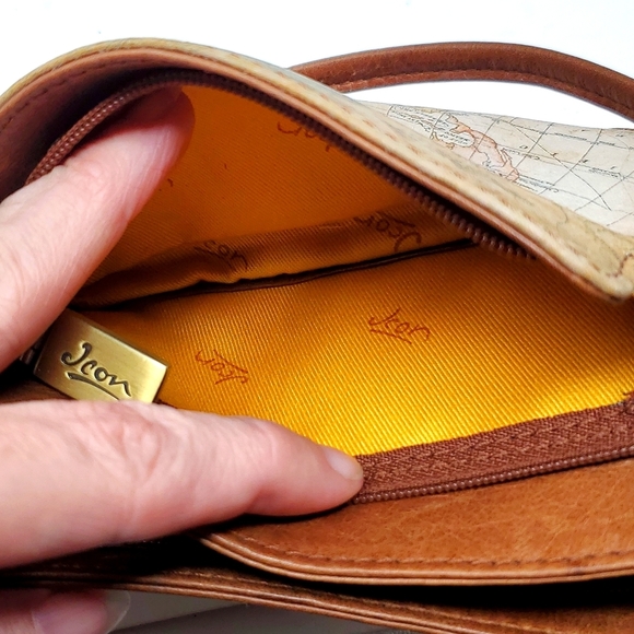 Jeon Los Angeles Genuine Leather Brown Clutch Sachel Handbag Palm Tree Purse - Picture 10 of 12